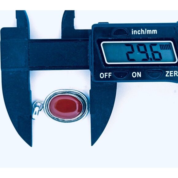 Vintage Sterling Silver 925 Carnelian Oval Pendant 7.8g 18x29mm Estate Jewelry - Picture 6 of 9